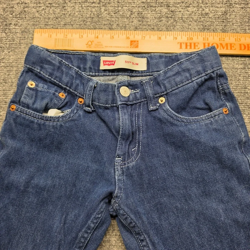 Levi's 511 Slim Fit Jeans Boys Size 8 Regular Blue Denim Adjustable Waist Stretc